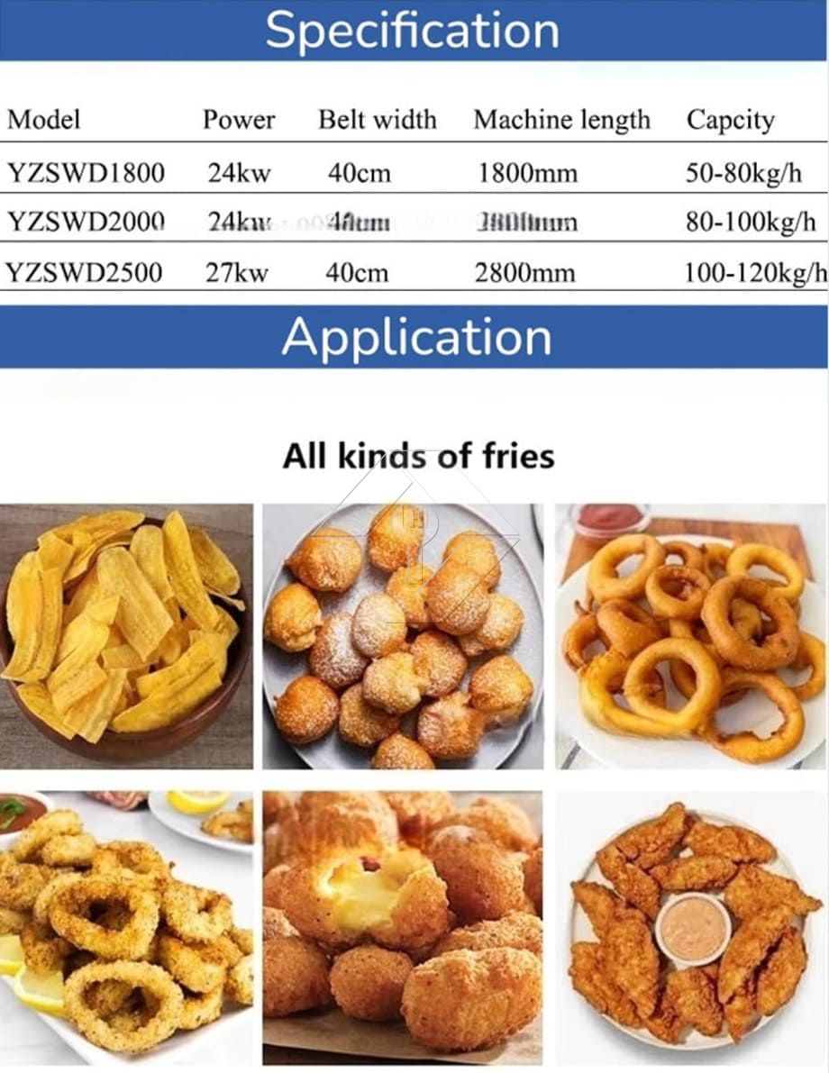 电动炸鸡机鸡肉油炸机自动连续油炸机汉堡包油炸机带输送机